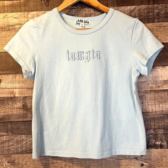 I.AM.GIA Cleo Light Blue Baby Tee L Y2K Goth Streetwear 90s‎ - Picture 2 of 6
